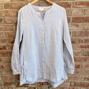 J. Jill | Blue and White Striped Linen Side Tie Shirt •. Size S - NWOT